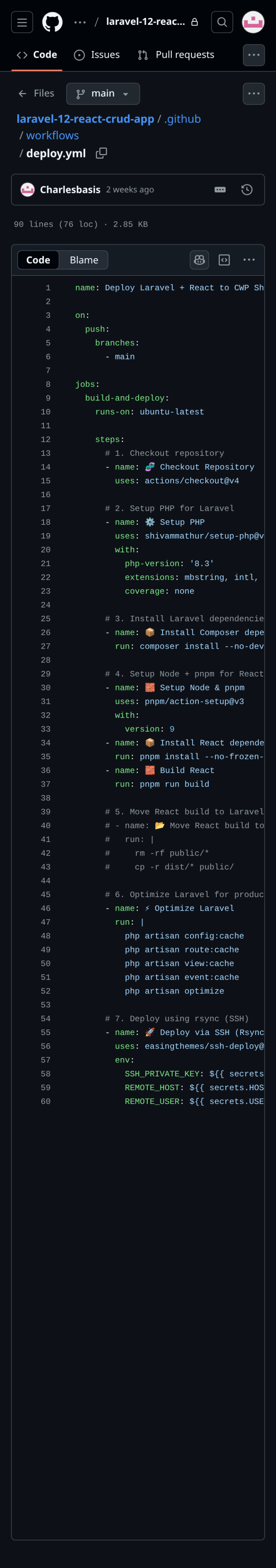 Laravel Shared Hosting CI/CD Permission Fix