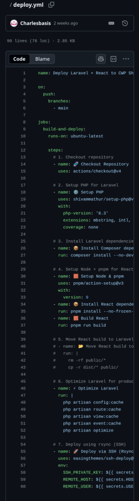 Laravel Shared Hosting CI/CD Permission Fix